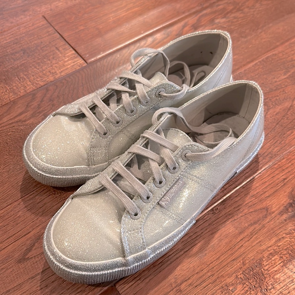 Like new Superga silver glitter sneakers EU size 38 (US size 8)